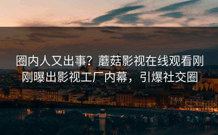 圈内人又出事？蘑菇影视在线观看刚刚曝出影视工厂内幕，引爆社交圈