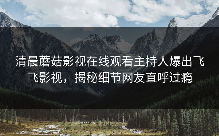 清晨蘑菇影视在线观看主持人爆出飞飞影视，揭秘细节网友直呼过瘾