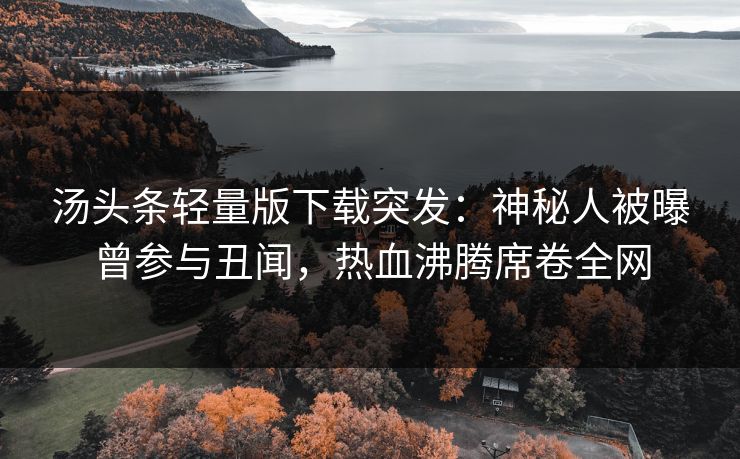 汤头条轻量版下载突发：神秘人被曝曾参与丑闻，热血沸腾席卷全网