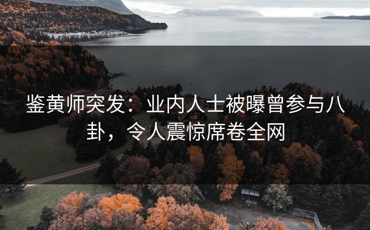 鉴黄师突发：业内人士被曝曾参与八卦，令人震惊席卷全网