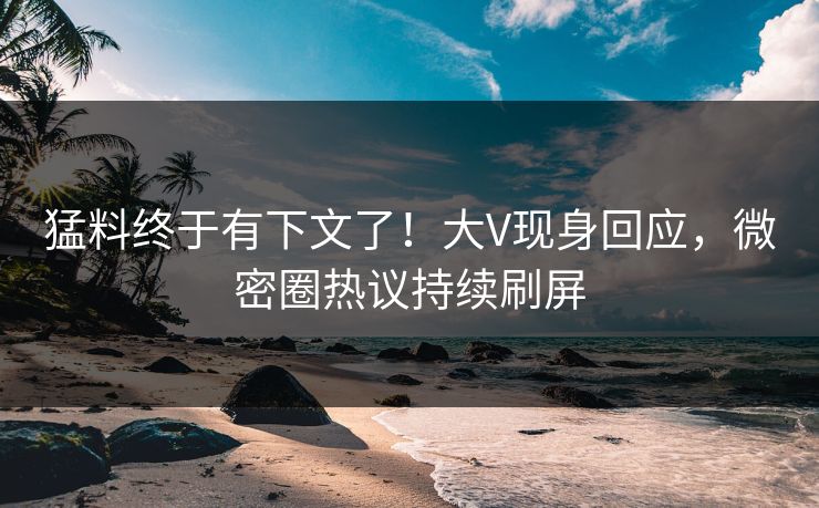 猛料终于有下文了！大V现身回应，微密圈热议持续刷屏